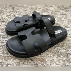Steve Madden Mayven Black Leather Sandals Womens Size 9‎